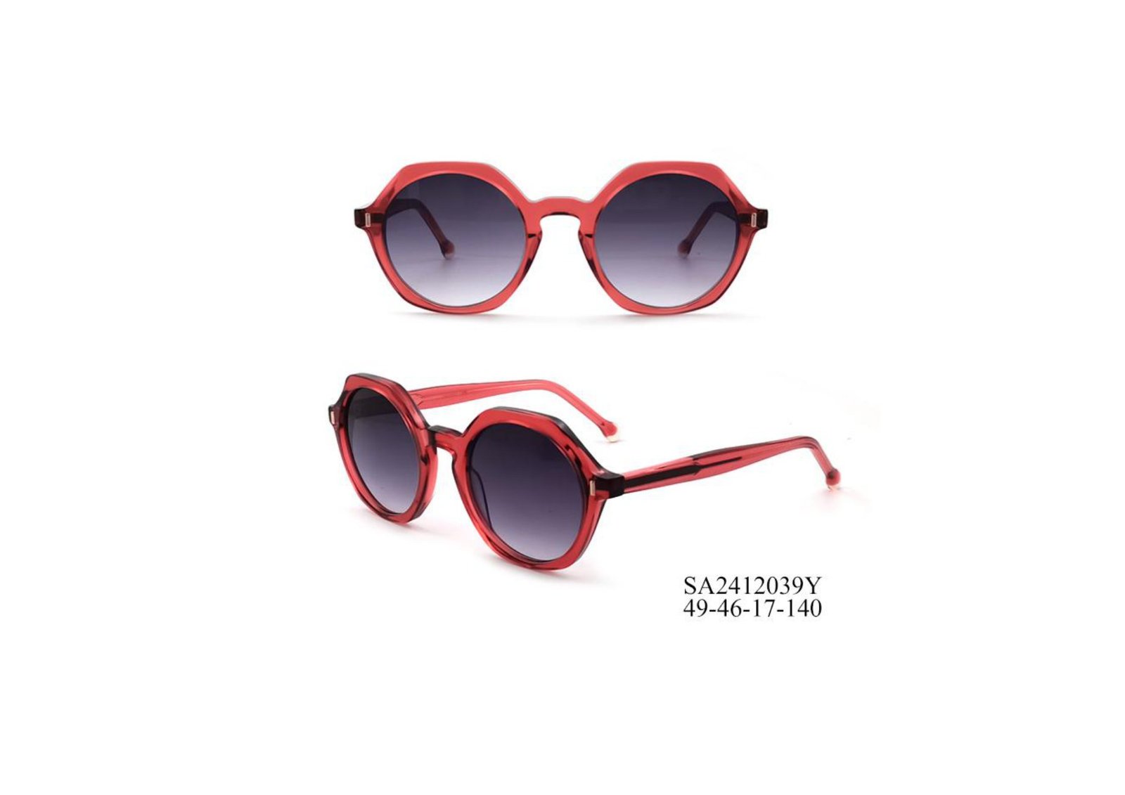 Luxury Collection acetate sunglasses, red round frame SA2412039Y