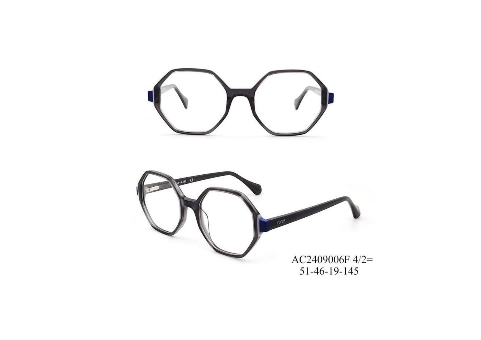 Premium Collection polygon acetate frame with gold hardware AC2409006F