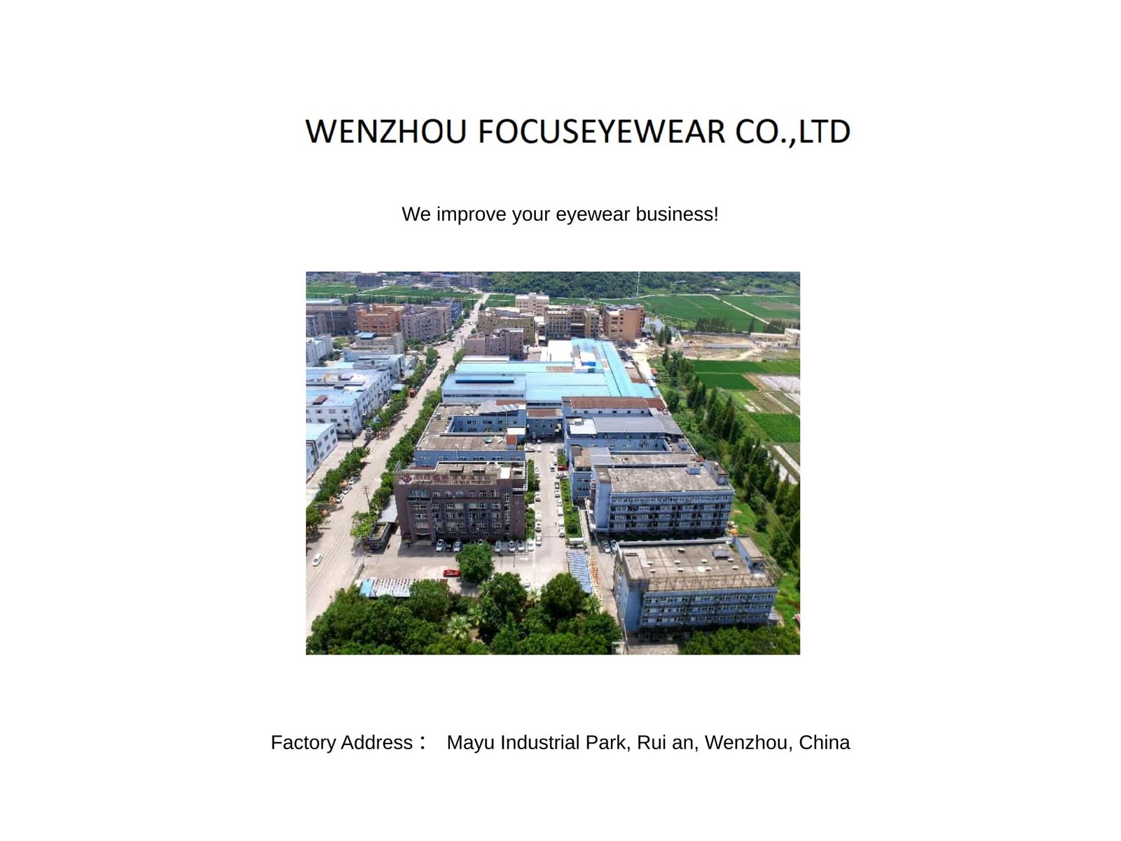 WenZhou FocusEyewear factory building exterior and company introduction